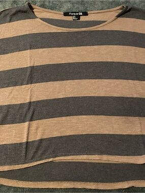 Forever 21 Brown and Charcoal Striped Tee